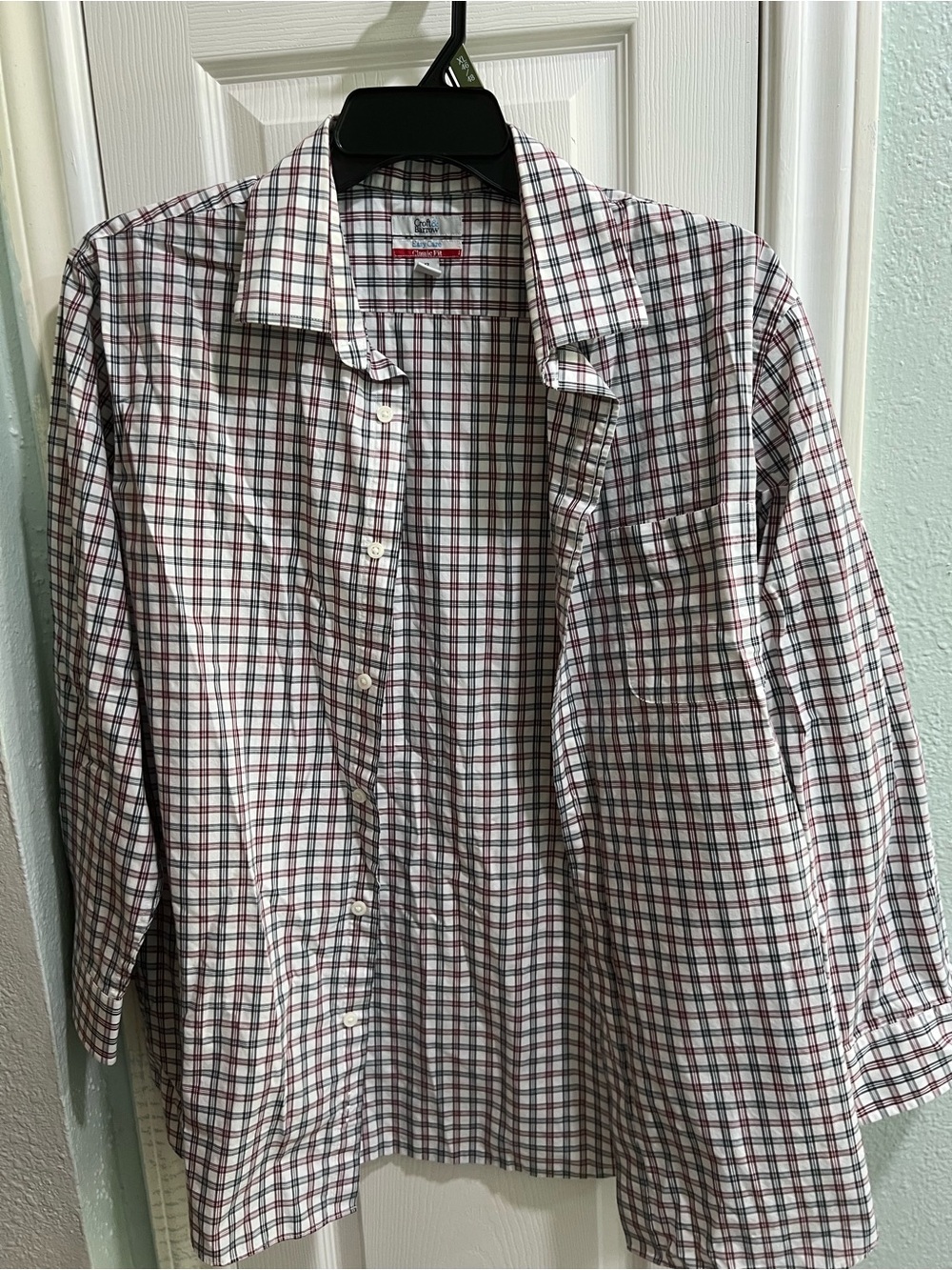 croft & barrow White Button-Down Shirt with Red & Black Plaid